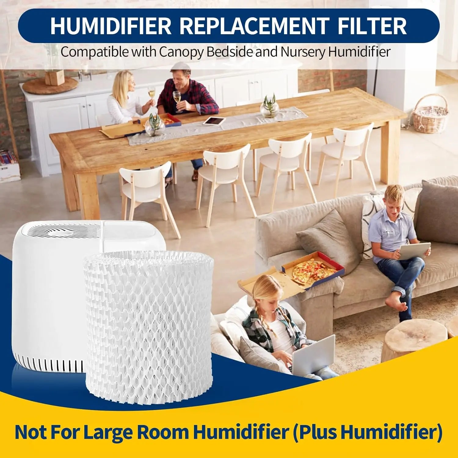 Humidifier Replacement Filter Compatible with Canopy Bedside and Nursery Humidifier,Made with Wood Pulp, Paper Filter, 4-Pack Wholesale Hub