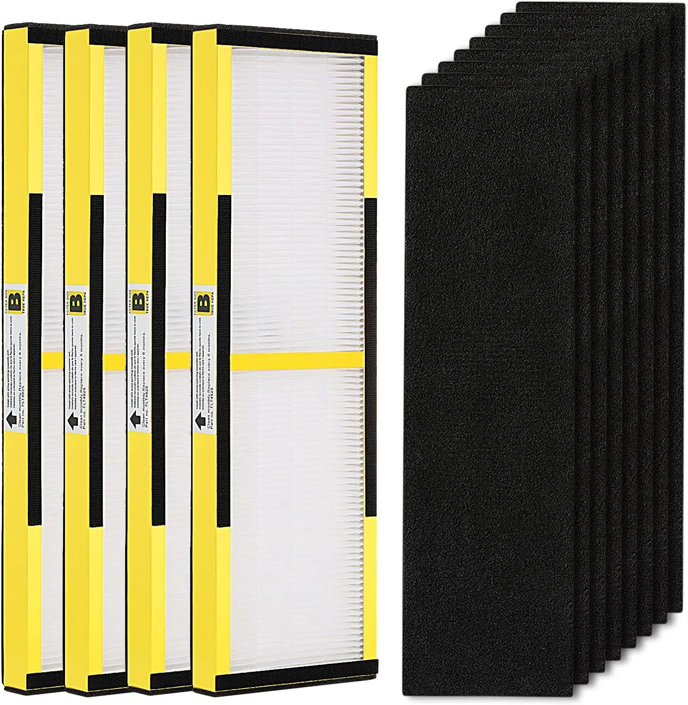 4 Pack FLT4825 True HEPA Filter B Replacement with Activated Carbon Pre-Filters Compatible with Guardian Air Purifier AC4825 AC4300 AC4800 AC4900 AC4850 Wholesale Hub