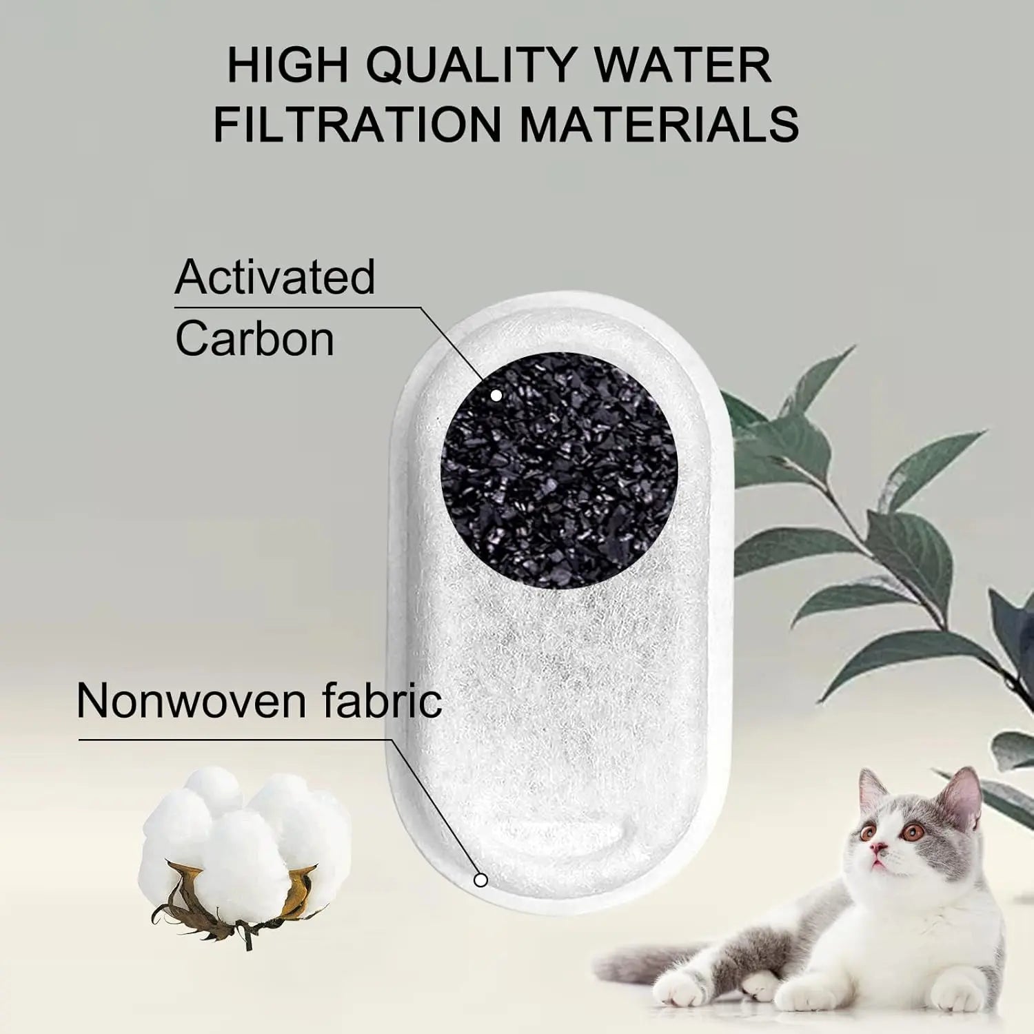 Cat Water Fountain Filters for 108/3.2L& 67oz/2L Stainless Steel Pet Water Dispenser Fountain Filter Replacement with 8 Sponges (8 Filters&8 Sponges) Wholesale Hub