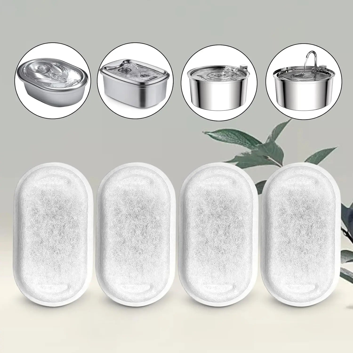 Cat Water Fountain Filters for 108/3.2L& 67oz/2L Stainless Steel Pet Water Dispenser Fountain Filter Replacement with 8 Sponges (8 Filters&8 Sponges) Wholesale Hub