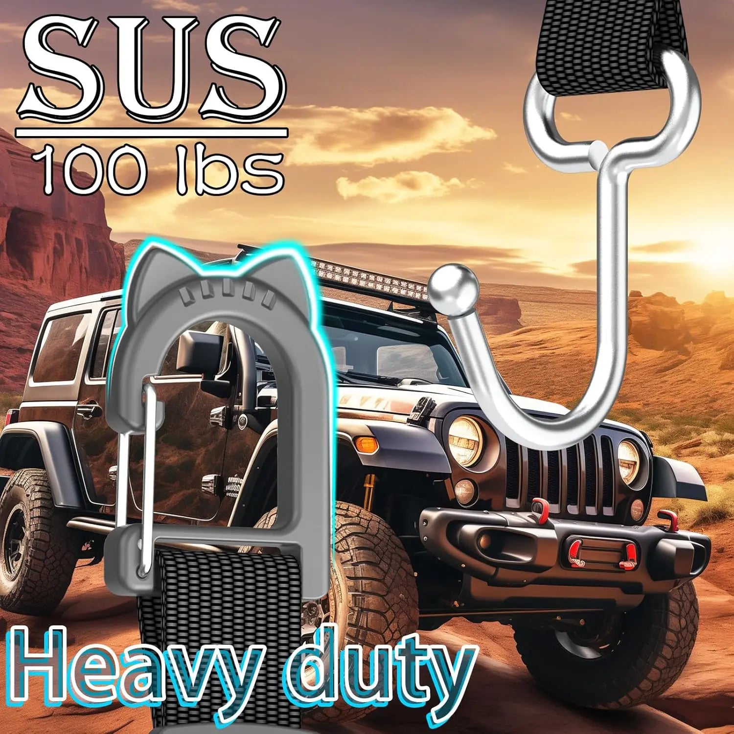 Car Headrest Hooks 2-Pack - Heavy Duty Metal Seat Hooks for Purses, Handbags & Grocery Bags - 100 LBS Load - Universal Car Accessory Organizer, Car Gifts Wholesale Hub