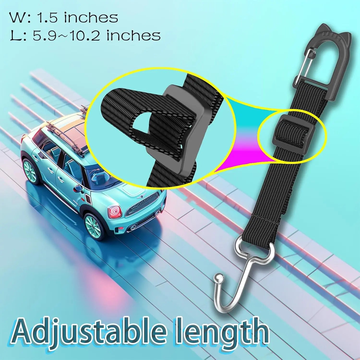 Car Headrest Hooks 2-Pack - Heavy Duty Metal Seat Hooks for Purses, Handbags & Grocery Bags - 100 LBS Load - Universal Car Accessory Organizer, Car Gifts Wholesale Hub