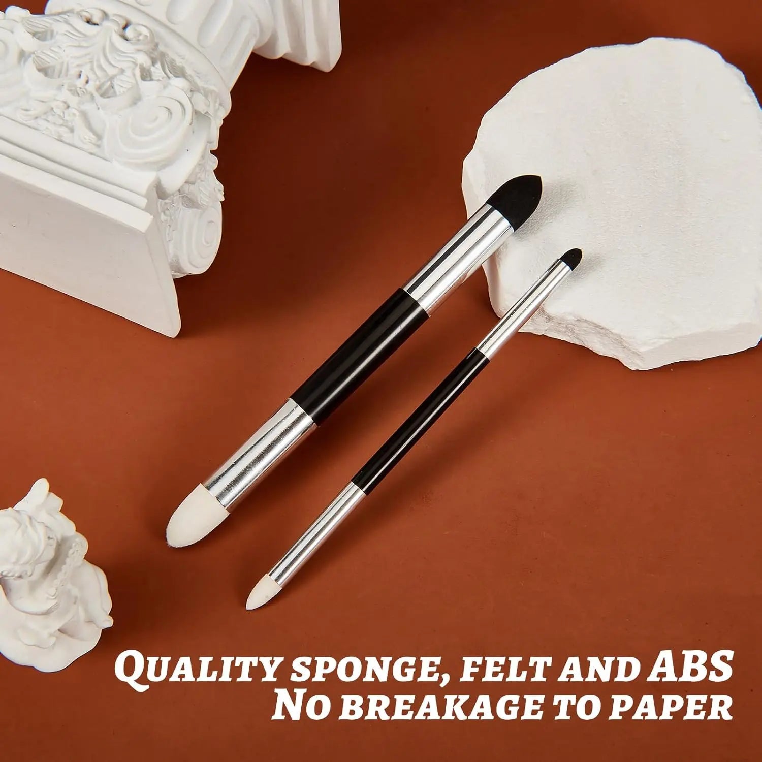 6 Pcs Blending Sponge Pen Double Headed Rub and Buff Washable Sketch Rubbing Sponge Brush Wipe Reusable Blending Stump Drawing Art Blenders for Artist Highlight Shadow Detail Tool (White,Black) Wholesale Hub