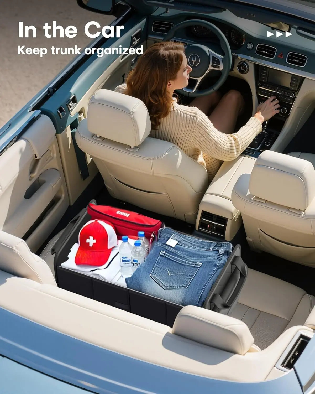 Trunk Organizer for SUV – Foldable & Portable Car Organizers and Storage with 2 Compartments, Large Capacity Car Trunk Organizer Car Accessories for Truck Sedan, Black, 21.7" x 12.8" x 11.0" Wholesale Hub