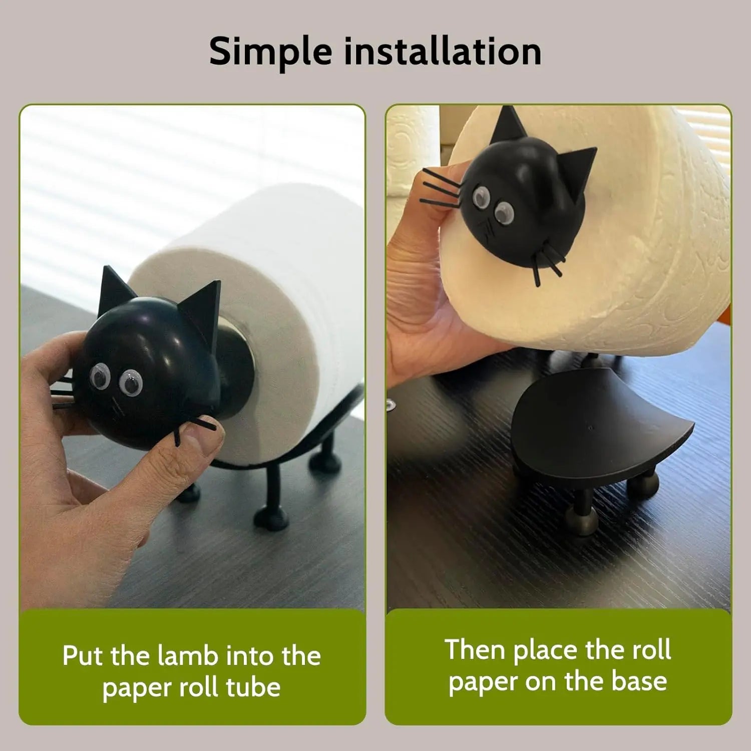 Cat Toilet Roll Holder: Tissue Paper Storage Stand - 3D Printed Black Loo Holder Bathroom Set for Shelf Housewarming Gift Decor (Cat-1Pcs) Cat-1pcs Wholesale Hub