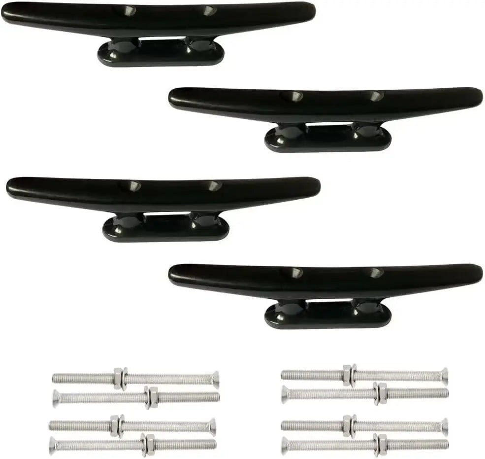4 Pack Boat Cleat Black Nylon Dock Kayak Cleat,4/6/8 inch with Fasteners Wholesale Hub