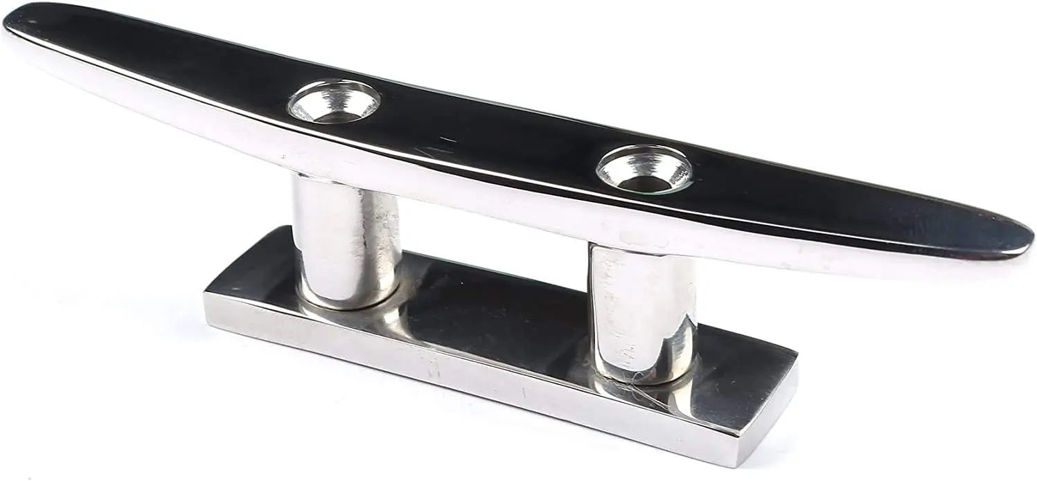 Boat Cleat 8" 316 Stainless Steel Flat Top Low Silhouette Marine Mast Wholesale Hub