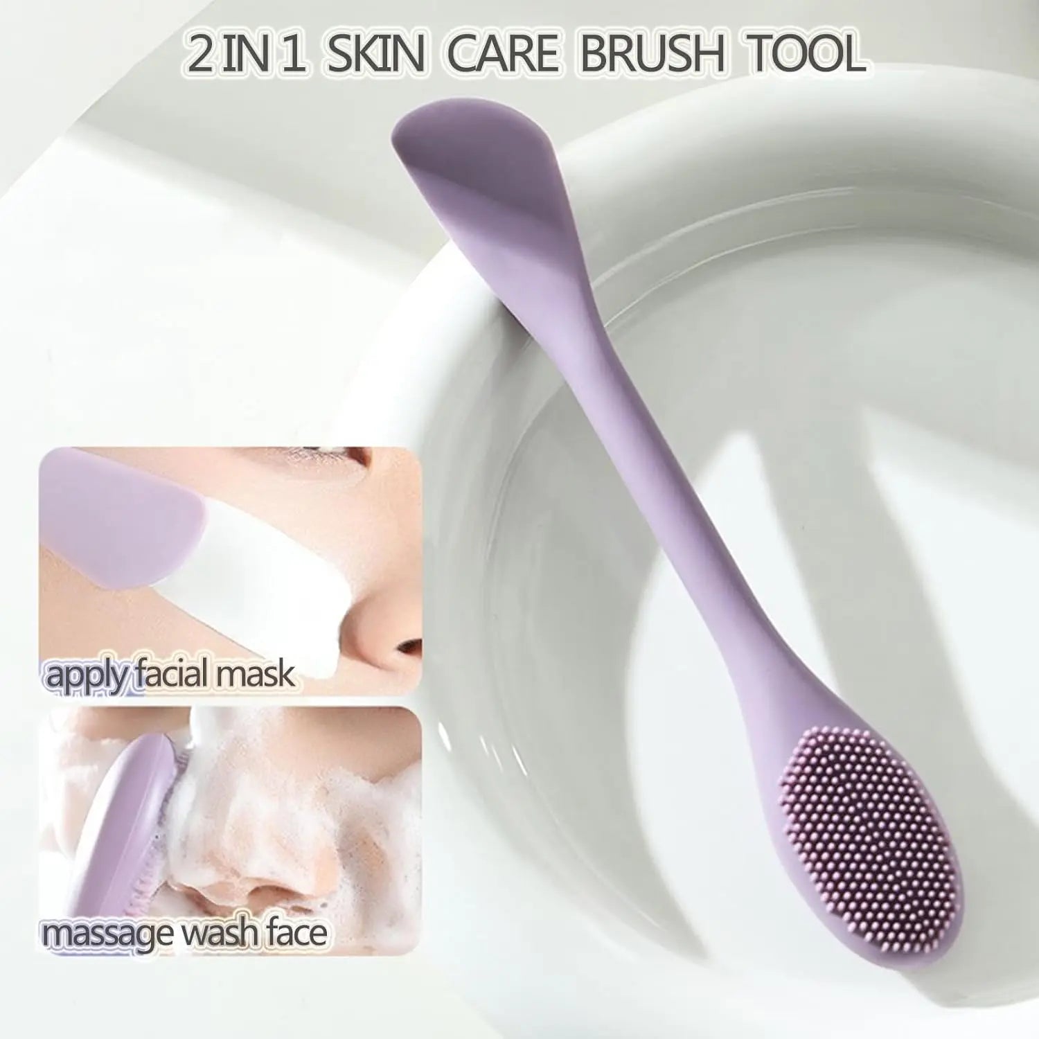 Silicone Face Mask Applicator Brush,Soft DIY Skincare Tools,Scrubber Exfoliator,Facial Cleansing Brush for Deep Gentle Exfoliating (Pink/Purple) Pink/Purple Wholesale Hub
