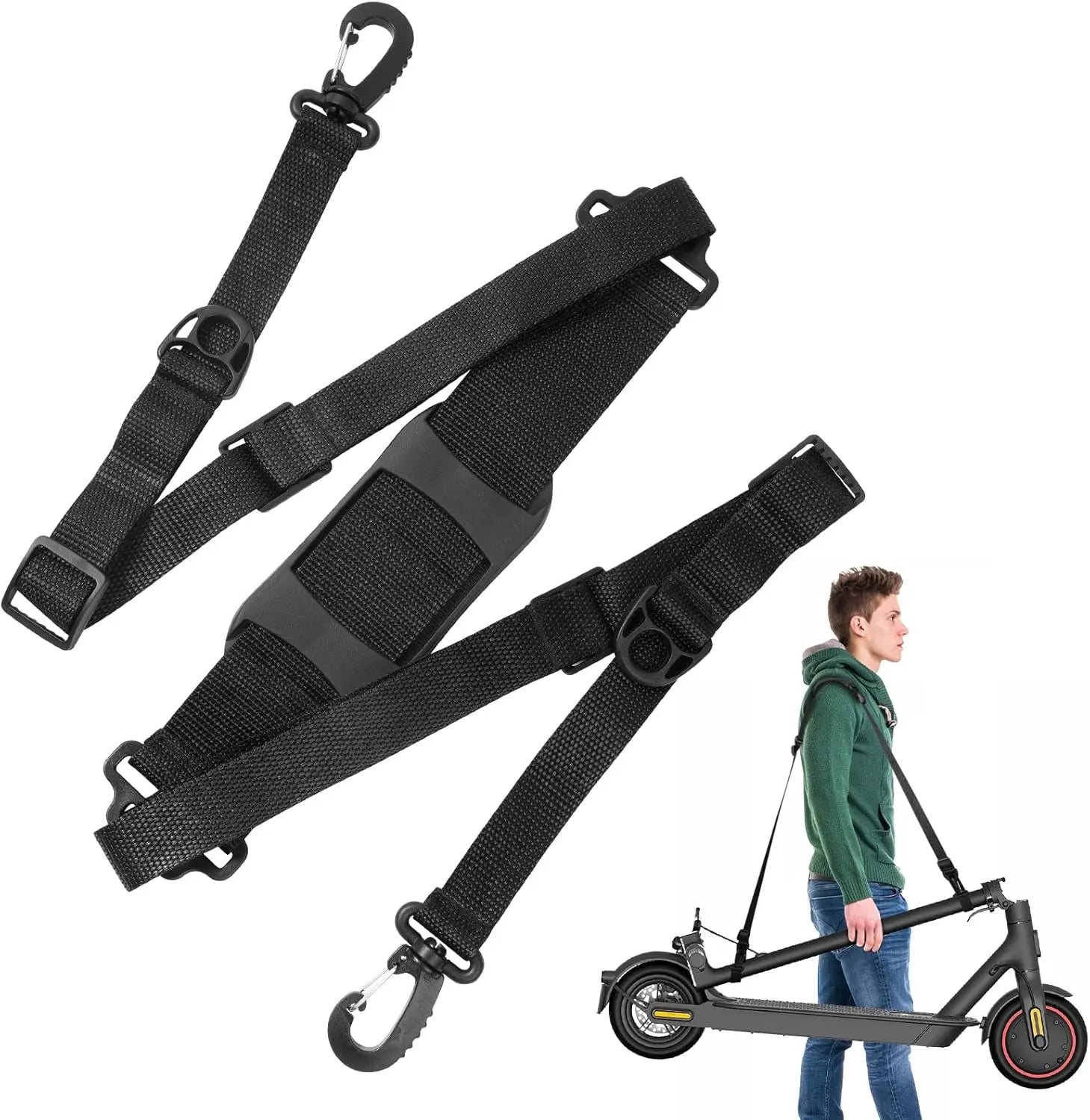 Petluno Accessories for electric scooters, compatible with Xiaomi M365/1S/Pro, scooter carry bag/child handle/ hooks/cable conduit protection/reflective set/shoulder strap/handlebar # 3 Straps Wholesale Hub
