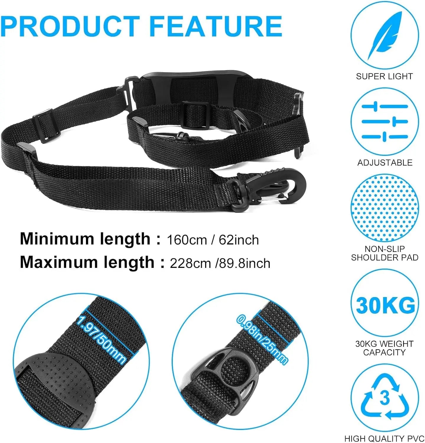 Petluno Accessories for electric scooters, compatible with Xiaomi M365/1S/Pro, scooter carry bag/child handle/ hooks/cable conduit protection/reflective set/shoulder strap/handlebar # 3 Straps Wholesale Hub