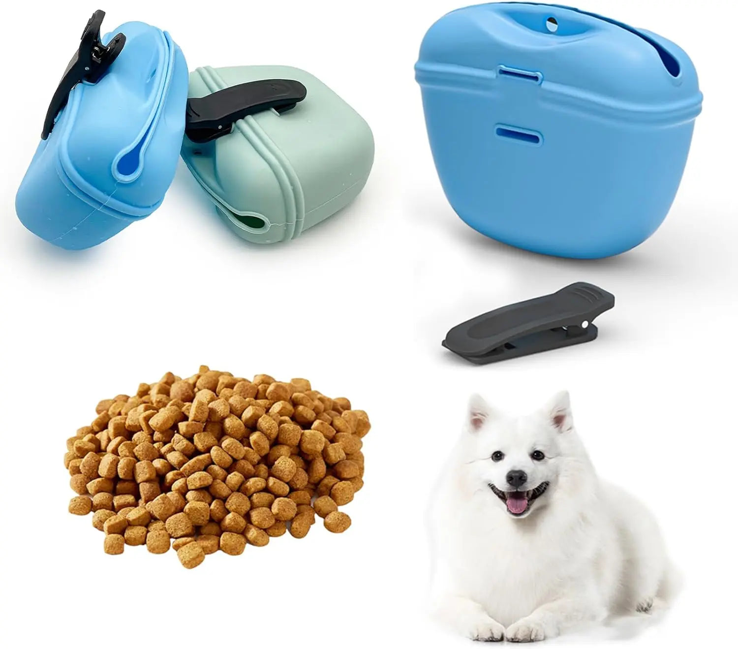2 Pcs Silicone Dog Treat Pouch,Portable Dog Training Pouch for Treats with Magnetic Closure and Clip,Snacks and Treats to Take Along With Your Dog When Walking(Sky Blue + Light Green) Wholesale Hub