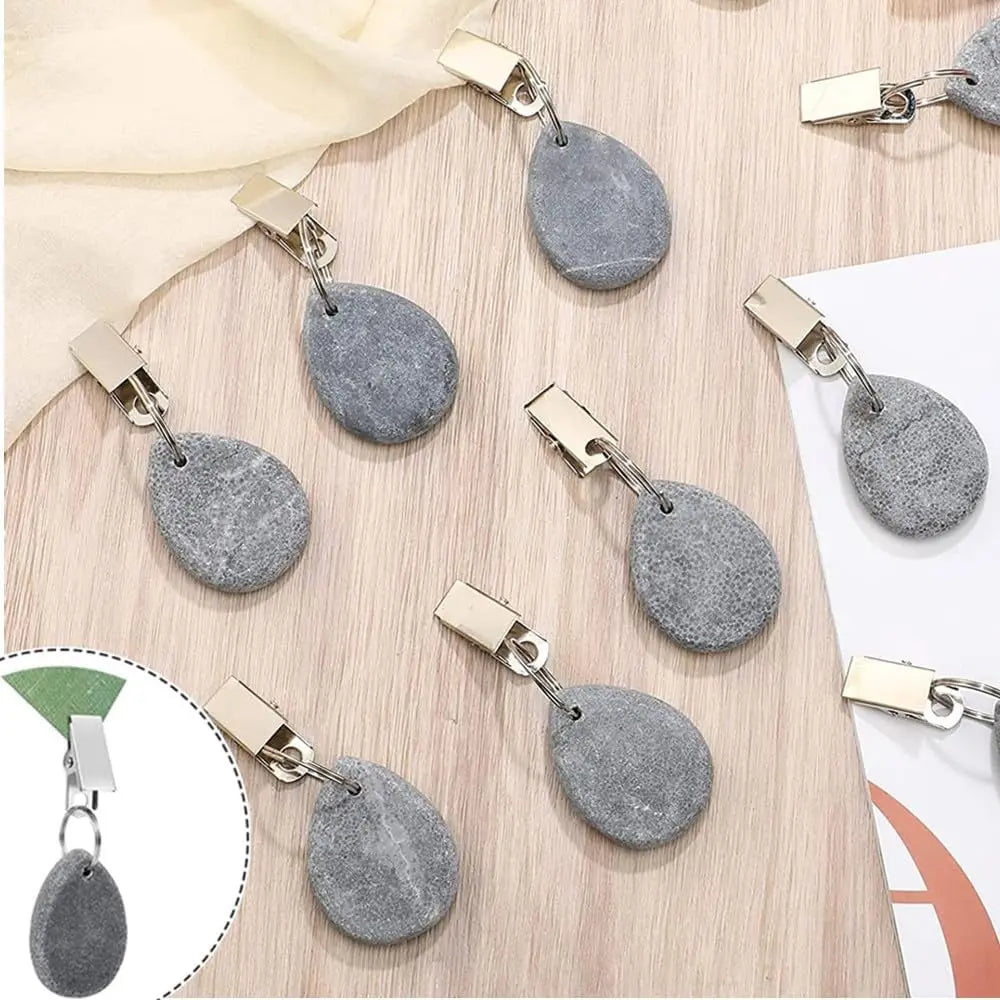 8Pcs Tablecloth Weights Hangers,Outdoor Tablecloth Weights, Tear Drop Marble tablecover Weights, Tablecloth Pendant, Stone Table Scale, Family Dining Table Decoration, Metal clotheslinger (Drop-Grey) Wholesale Hub