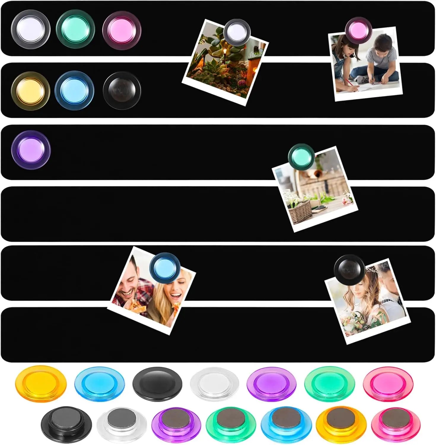 Magnetic Bulletin Board 6PCS Frameless Iron Board Strips Memo Board Bar Adhesive Backing Stainless Whiteboard Strips with 20PCS Magnet for Classroom Office Kitchen Wholesale Hub