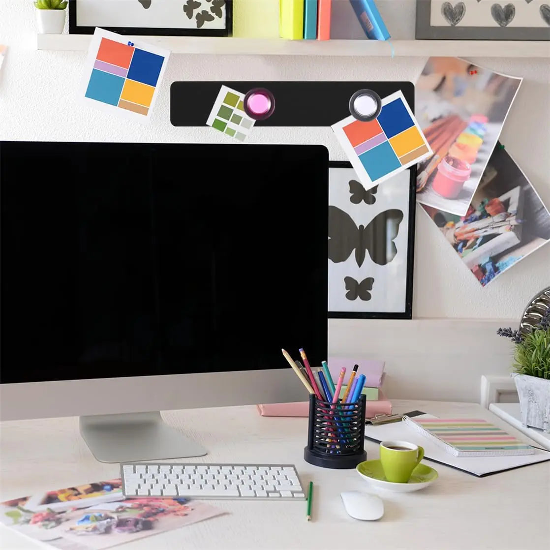 Magnetic Bulletin Board 6PCS Frameless Iron Board Strips Memo Board Bar Adhesive Backing Stainless Whiteboard Strips with 20PCS Magnet for Classroom Office Kitchen Wholesale Hub