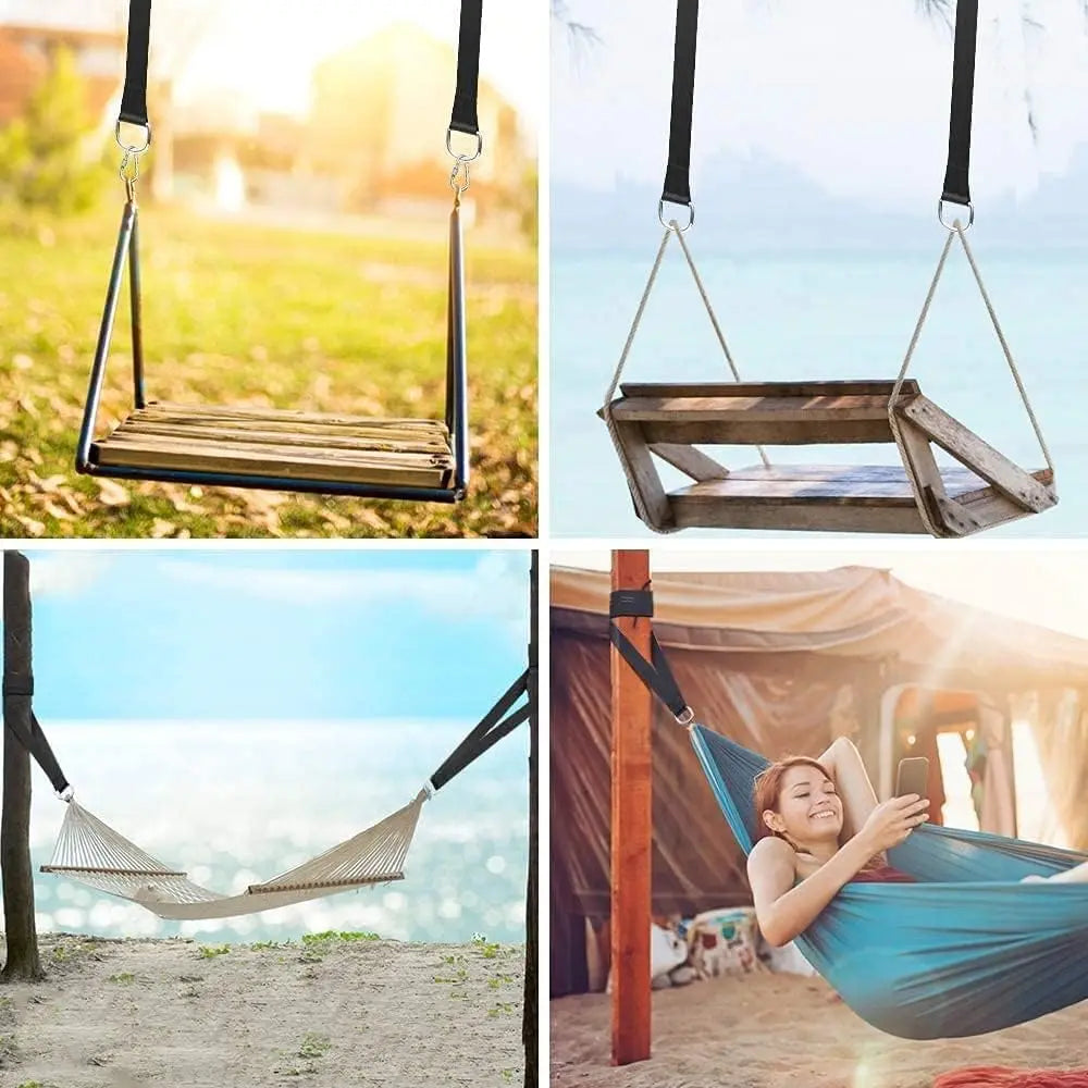 Tree Swing Straps Hanging Kit Holds 2200 lbs, 5FT Swing Straps 2 Pack Tree Protector Mats with 2 Safety Heavy Duty Carabiner & 1 Stainless Steel Swivel, Carry Bag Included, Perfect for Hammocks & Most Swing Seats Wholesale Hub
