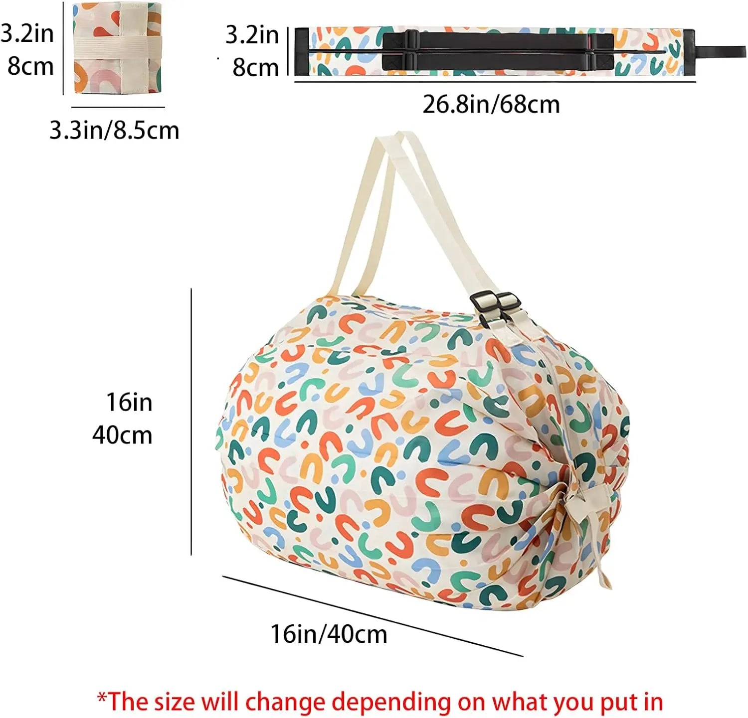 Reusable Shopping Bag, Portable Foldable Nylon Grocery Bag with Zipper, Large Capacity Luggage Bags for traveling, Camping, Picnics, and Fitness Wholesale Hub