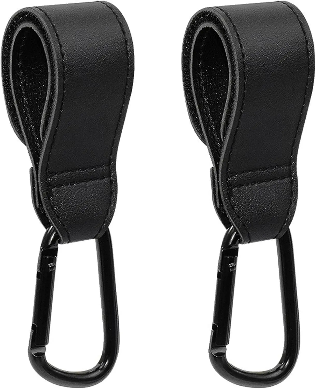 Baby Stroller Hooks, 2 PCS Leather Heavy Duty Mommy Hook with Adjustable Strap for Hanging Diaper Bag, Stroller Organizer, Groceries on Buggy Pushchair (Black) Wholesale Hub