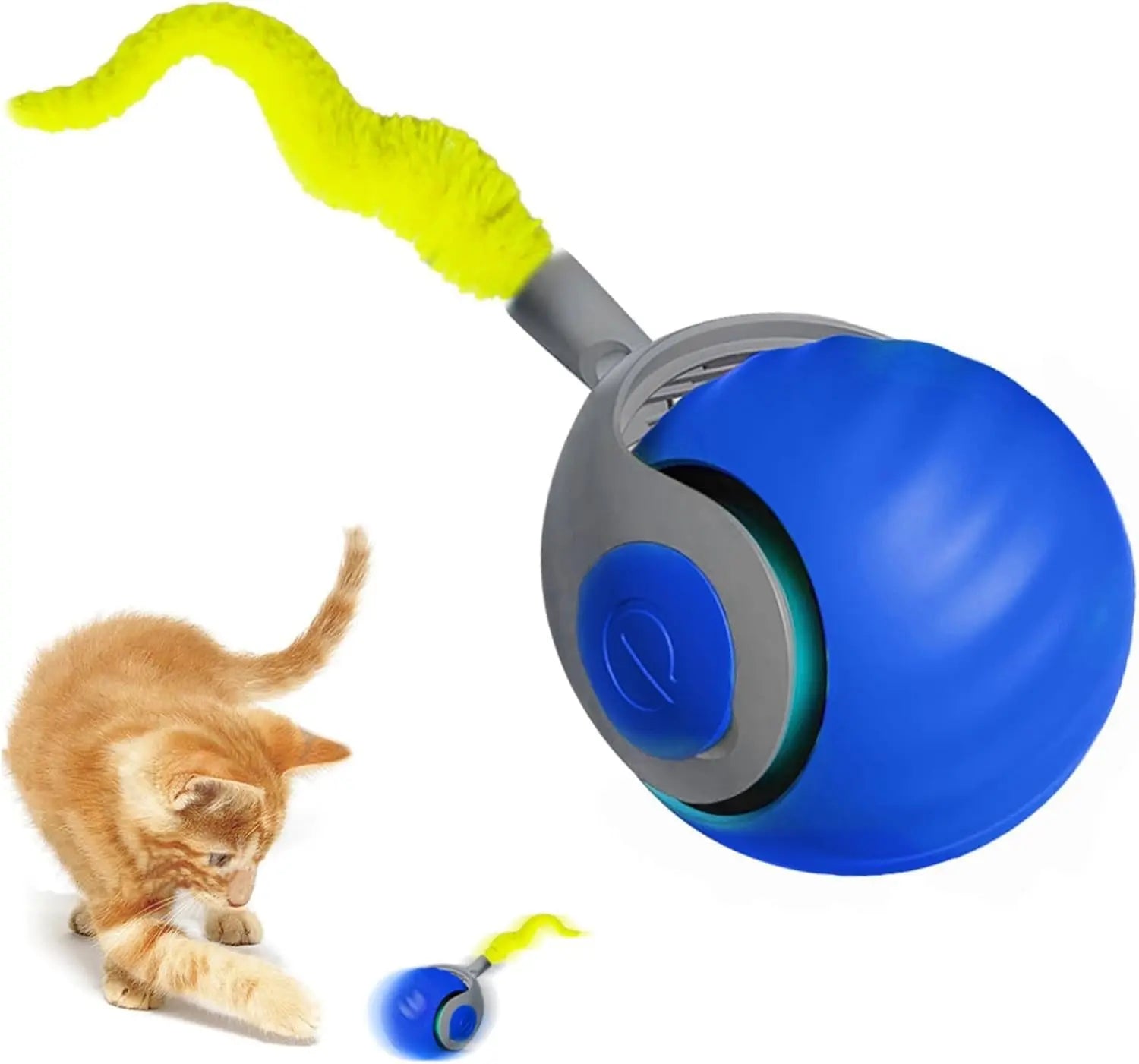 Speedy Ball with Tail Cat Toy, Smart Interactive Toy for Bored Indoor Cats 2 Speeds, Automatic Cat Rolling Ball 2.0 Enrichment Toys, USB Rechargeable Cat Ball,Motion Activated (Blue) Wholesale Hub