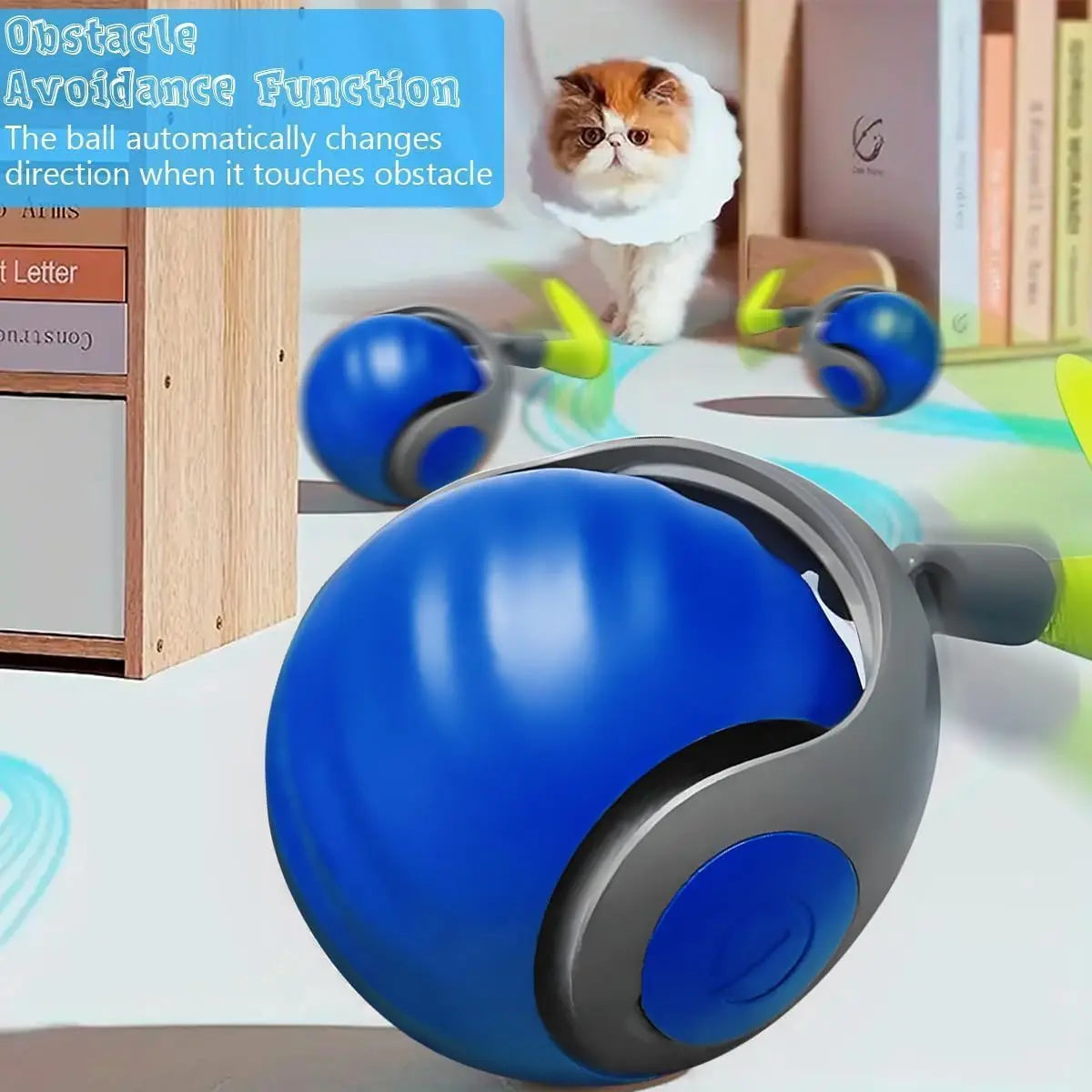 Speedy Ball with Tail Cat Toy, Smart Interactive Toy for Bored Indoor Cats 2 Speeds, Automatic Cat Rolling Ball 2.0 Enrichment Toys, USB Rechargeable Cat Ball,Motion Activated (Blue) Wholesale Hub