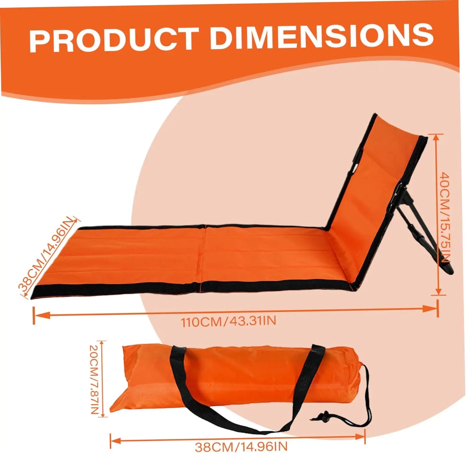 Reclining Beach Mat 15x43.3x15.8/15x26.8x15.8'' Oxford Cloth Waterproof Foldable Beach Lounge Chair Lightweight & Portable Lounger for Adults Holidays Camping Park Wholesale Hub