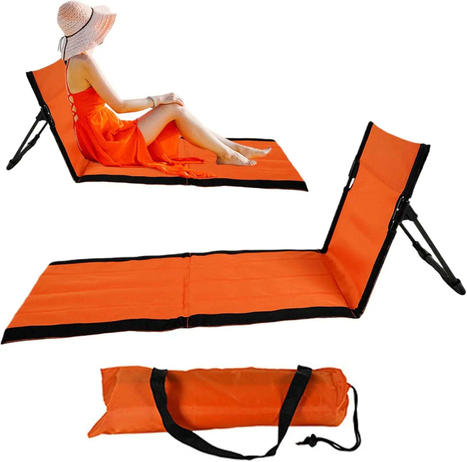 Reclining Beach Mat 15x43.3x15.8/15x26.8x15.8'' Oxford Cloth Waterproof Foldable Beach Lounge Chair Lightweight & Portable Lounger for Adults Holidays Camping Park Wholesale Hub