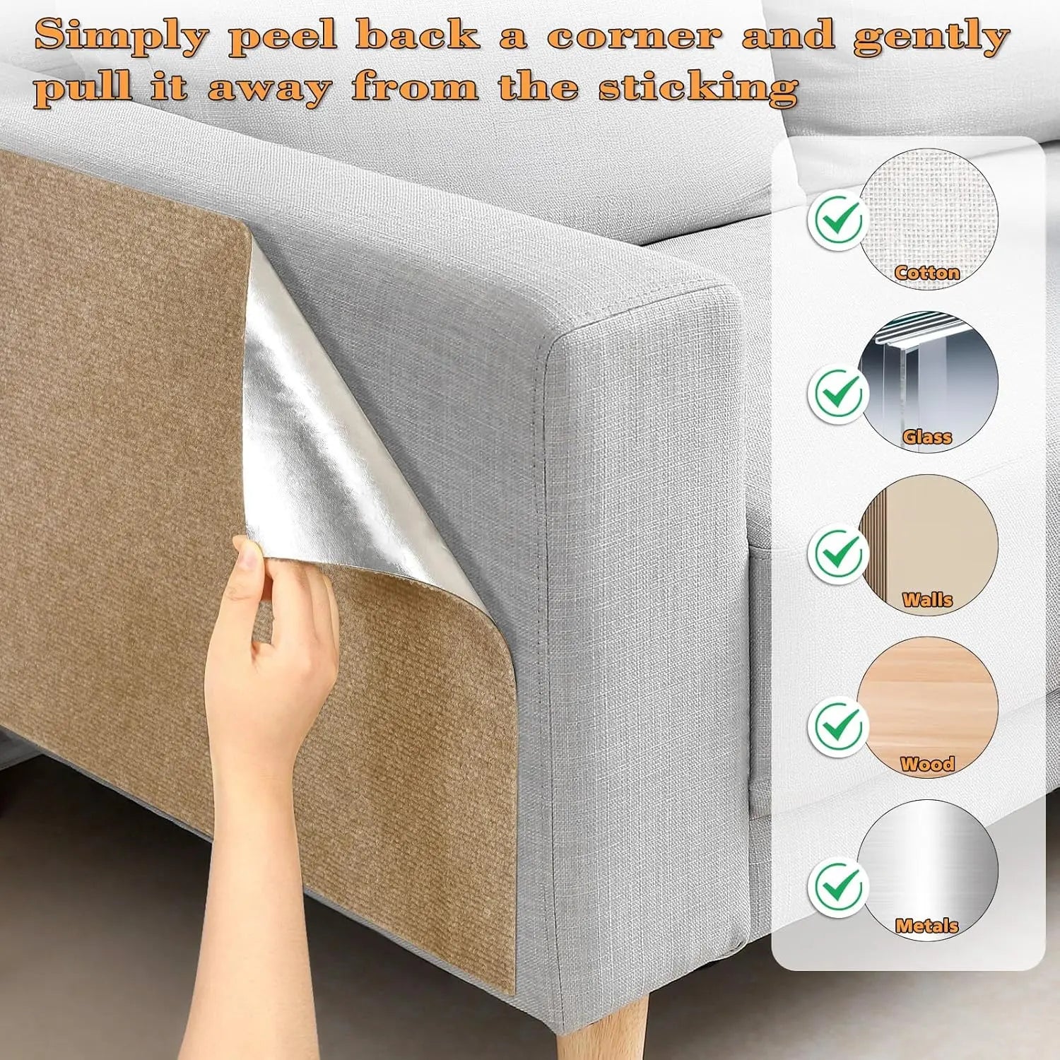 Cat Scratching Carpet,15.8"x78.7"Cat Climbing Pad,Self-Adhesive Cat Scratch Mat,Sticky Scratch Wall Mat, Furniture Protector for Floor Couch Sofa Door Corner(Khaki) Wholesale Hub