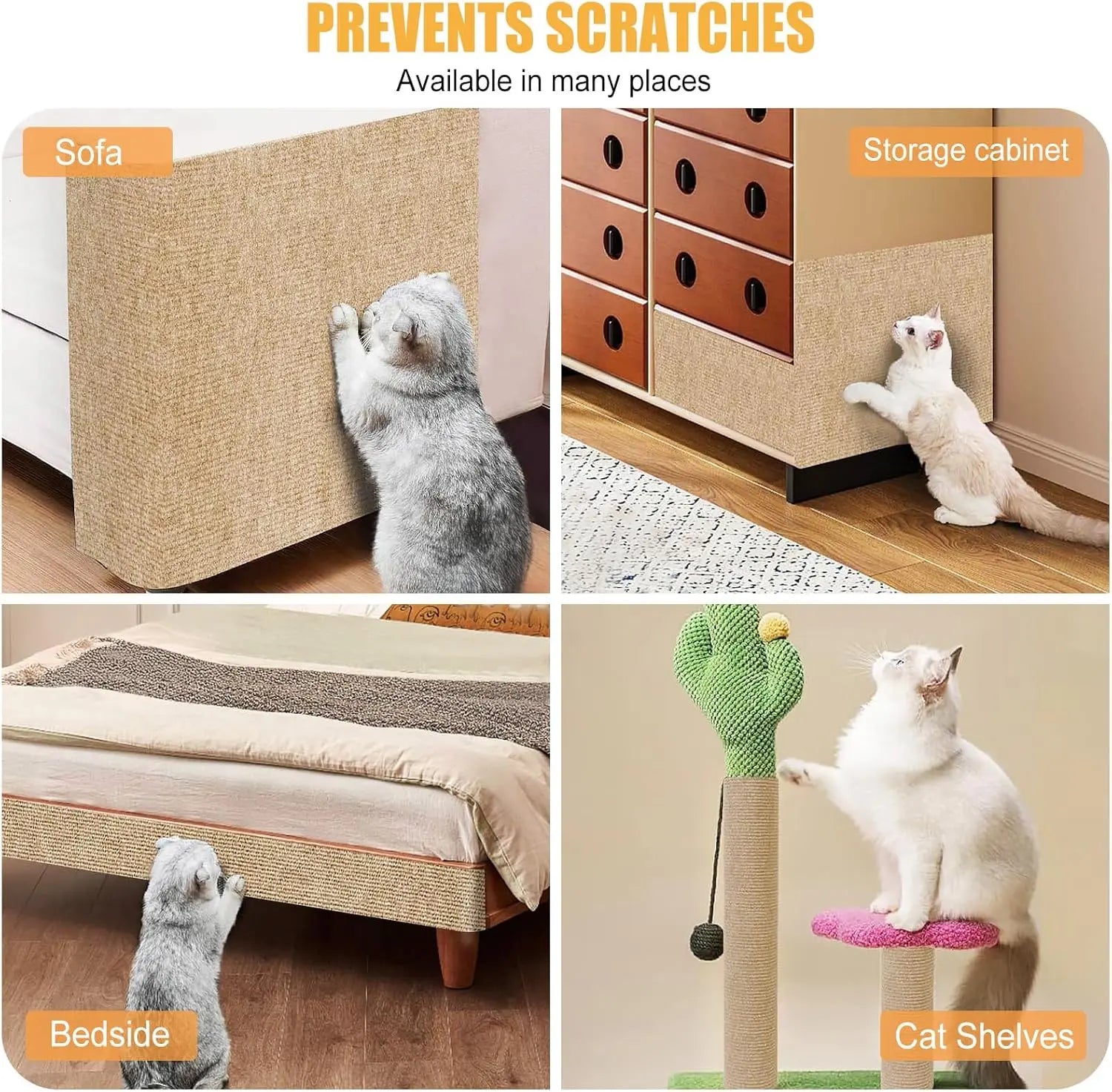 Cat Scratching Carpet,15.8"x78.7"Cat Climbing Pad,Self-Adhesive Cat Scratch Mat,Sticky Scratch Wall Mat, Furniture Protector for Floor Couch Sofa Door Corner(Khaki) Wholesale Hub