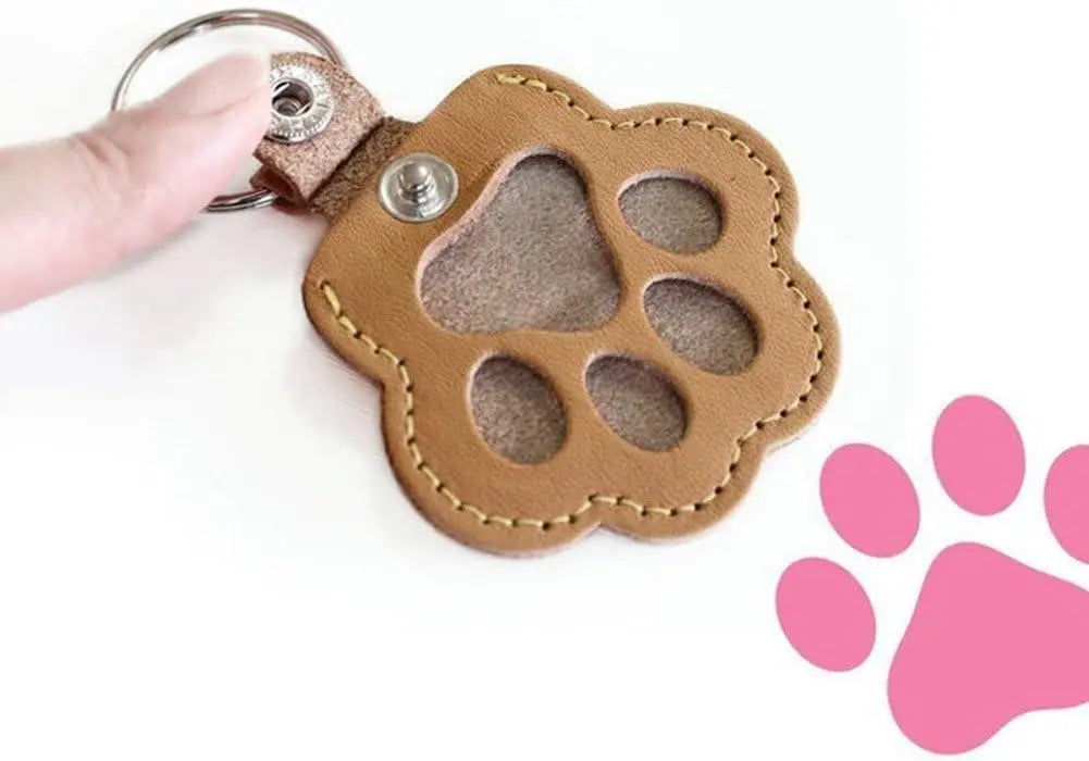 Pet Hair Storage Bag 3pcs Leather Cat Paw Keychain Portable Pet Hair Memorial Keepsake Keyring for Pet Commemorative Wholesale Hub