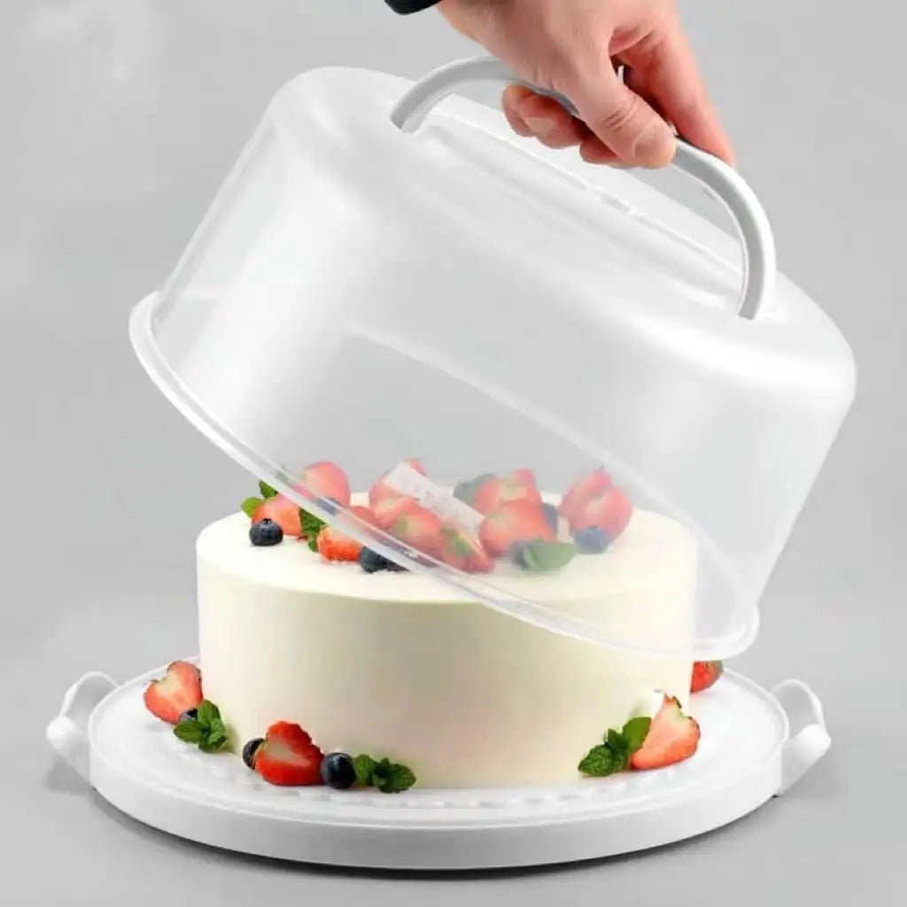 Large 10 Inch Cake Carrier Keeper Stand with Handles and Lids Container for Transport Cake Holder Tray with Cover Round Cupcake Storage Kitchen Cooking Box Wholesale Hub