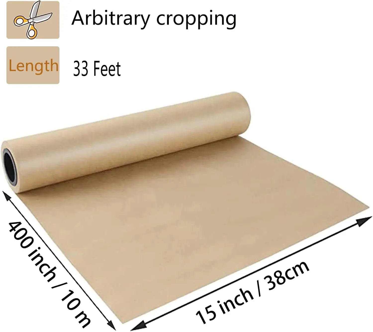 Brown Kraft Paper Roll - 15" x 33'(400") Brown Wrapping Paper for Packing Moving Small Craft Paper Roll for Gift Wrapping, Art Wholesale Hub