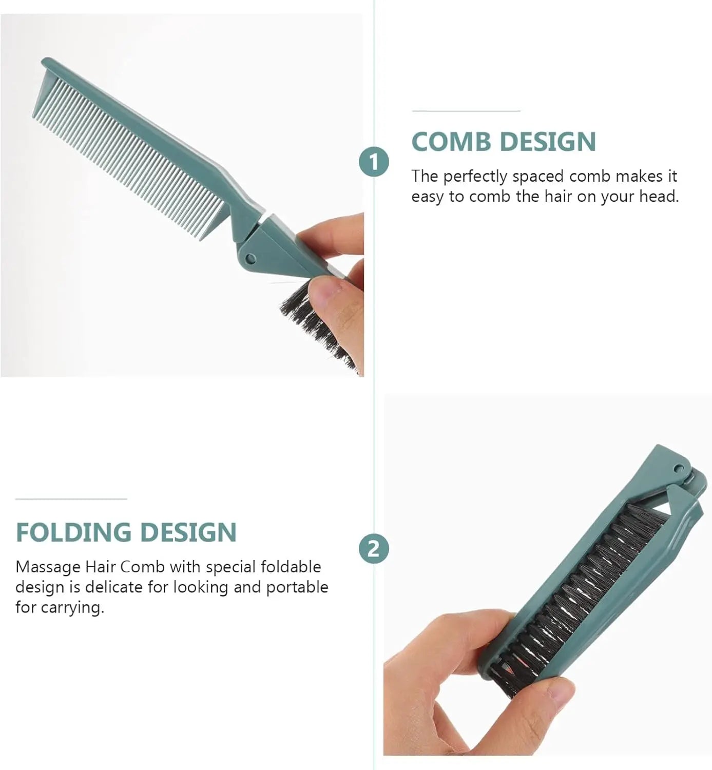 2Pcs Small Double Folding Hair Brush: Hair Styling Salon Brush Comb Folding Comb Double Use Comb for Curly And Straight Hair Wholesale Hub