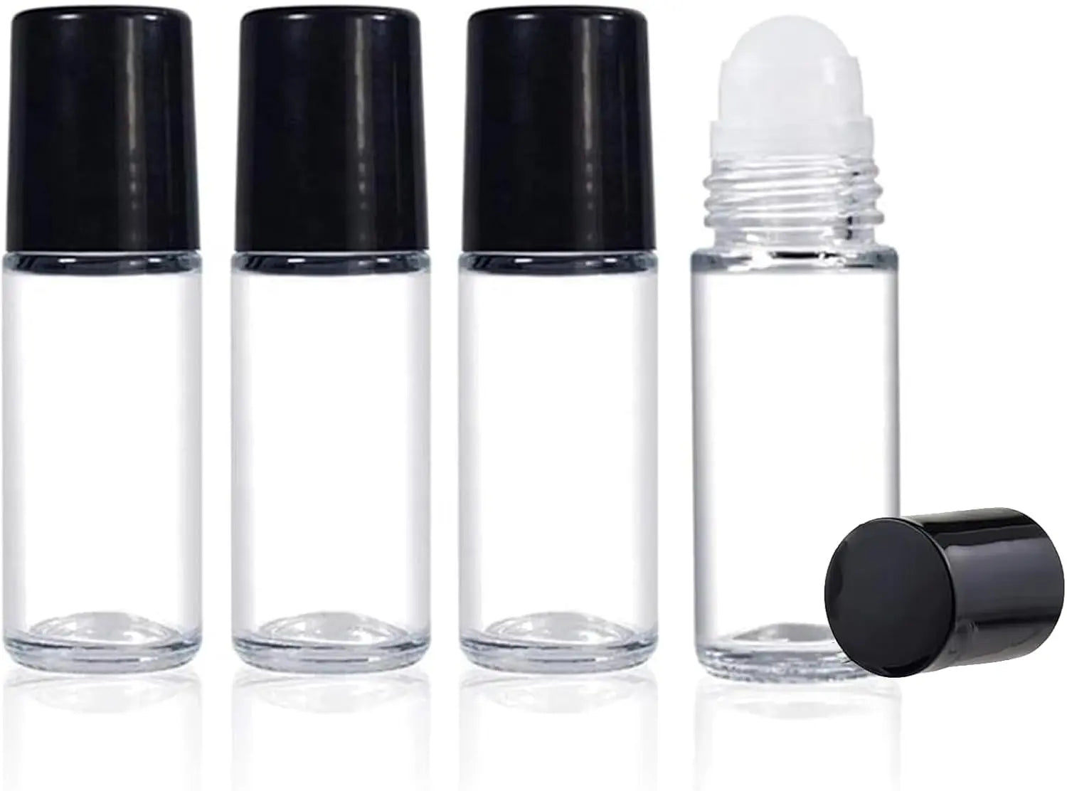 4PCS Essential Oil rolling Bottle, 30ml Portable Transparent Empty Glass Essential Oil Rolling Bottle,Refillable Cosmetic Perfume Rolling Bottle,For Fragrance Essential Oil Wholesale Hub