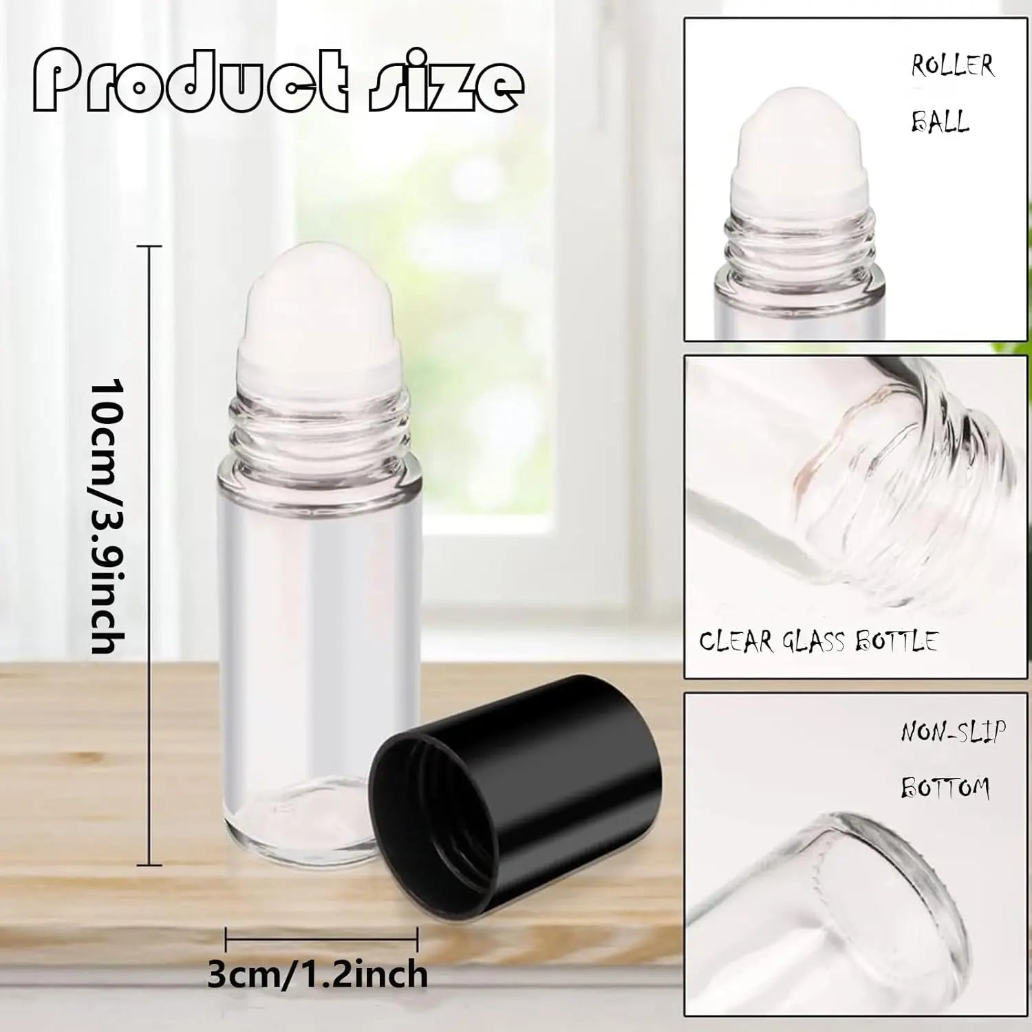 4PCS Essential Oil rolling Bottle, 30ml Portable Transparent Empty Glass Essential Oil Rolling Bottle,Refillable Cosmetic Perfume Rolling Bottle,For Fragrance Essential Oil Wholesale Hub