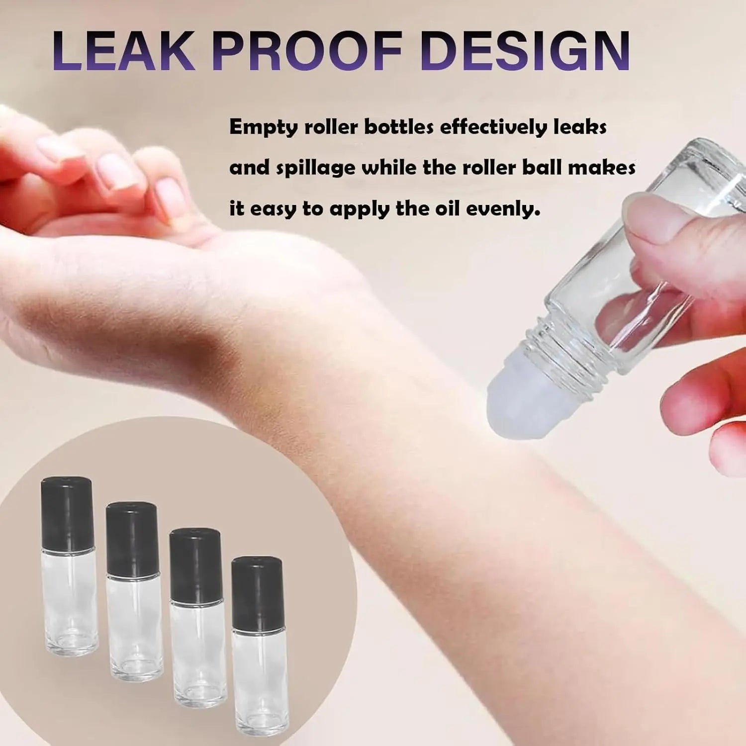 4PCS Essential Oil rolling Bottle, 30ml Portable Transparent Empty Glass Essential Oil Rolling Bottle,Refillable Cosmetic Perfume Rolling Bottle,For Fragrance Essential Oil Wholesale Hub