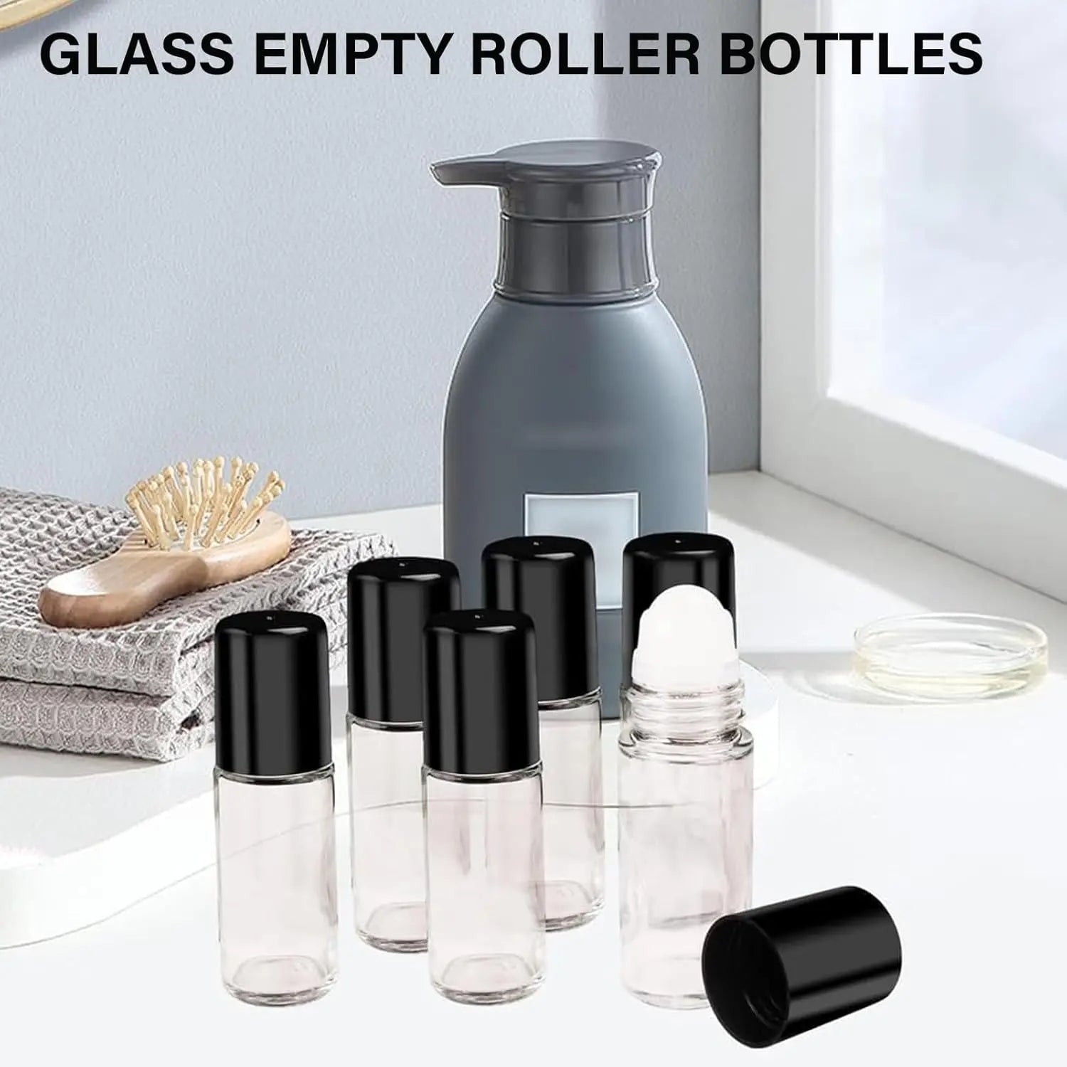 4PCS Essential Oil rolling Bottle, 30ml Portable Transparent Empty Glass Essential Oil Rolling Bottle,Refillable Cosmetic Perfume Rolling Bottle,For Fragrance Essential Oil Wholesale Hub