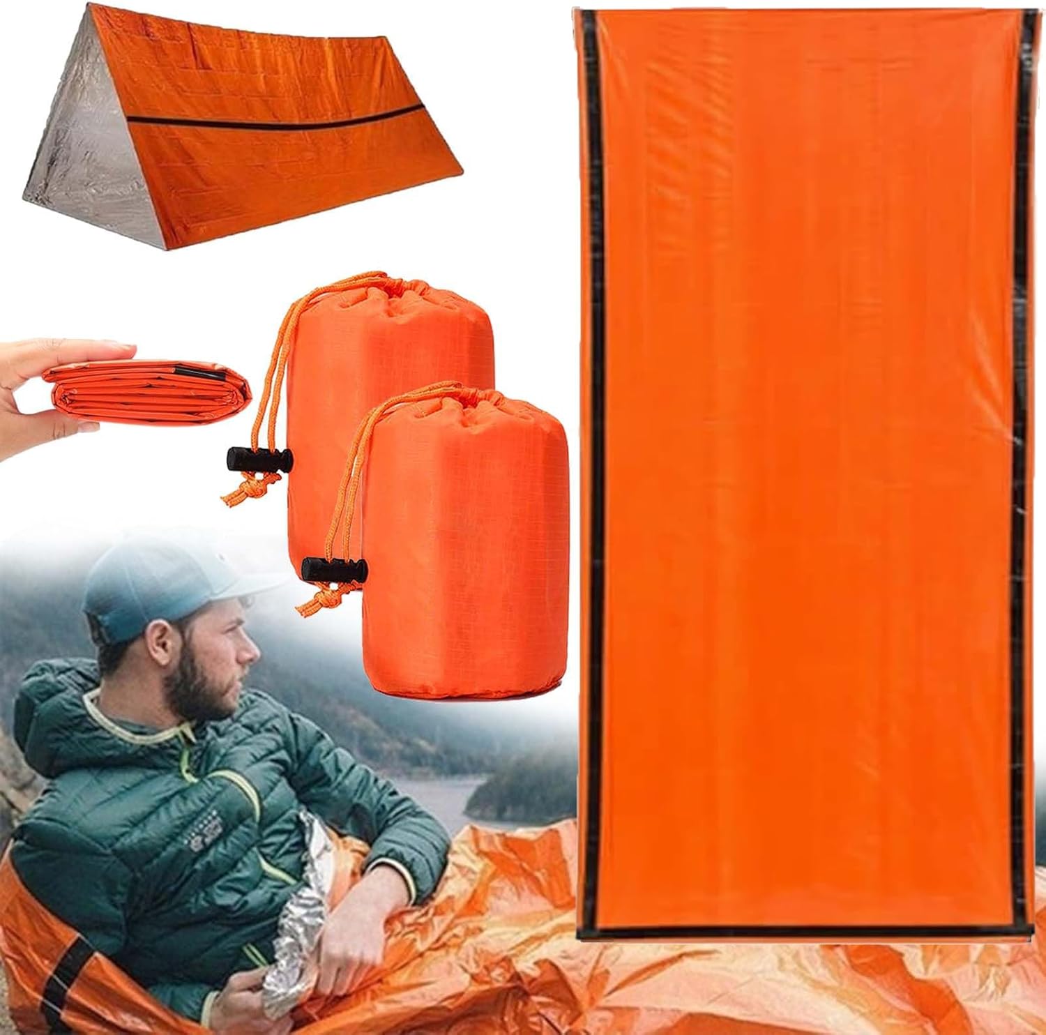 Sierra Madre Emergency Sleeping Bag, 84"X36" Waterproof Sierramadre Emergency Sleeping Bags for Survival, Pocket Size Survival Blanket, Thermal Bivy Sack for Outdoor Camping, Hiking