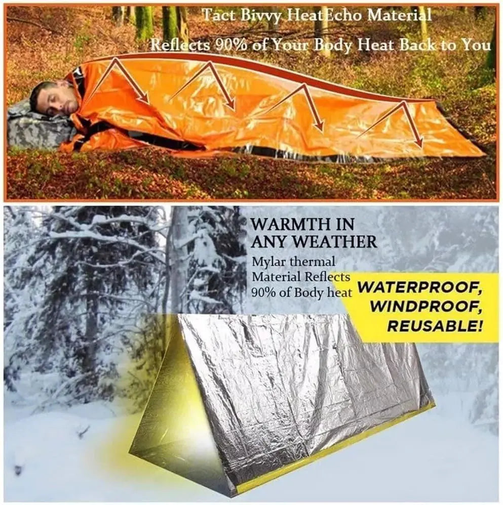 Sierra Madre Emergency Sleeping Bag, 84"X36" Waterproof Sierramadre Emergency Sleeping Bags for Survival, Pocket Size Survival Blanket, Thermal Bivy Sack for Outdoor Camping, Hiking Wholesale Hub