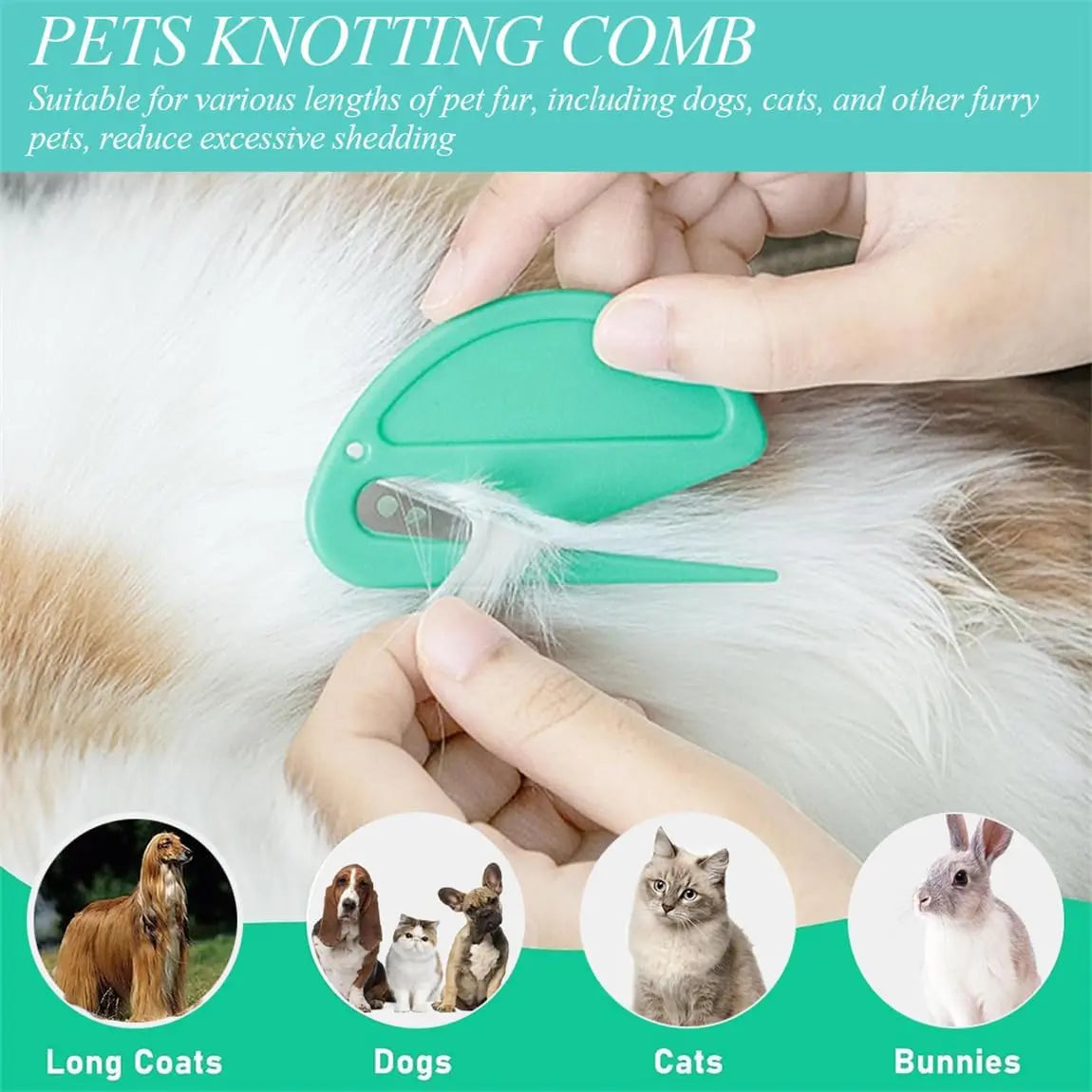 Knotting Comb 6Pcs Pet Hair Remover Knot Combs Letter Opener Mail Envelope Wrapping Paper Cutter with Safe Plastic Handle for Cats Dogs Letters Wholesale Hub
