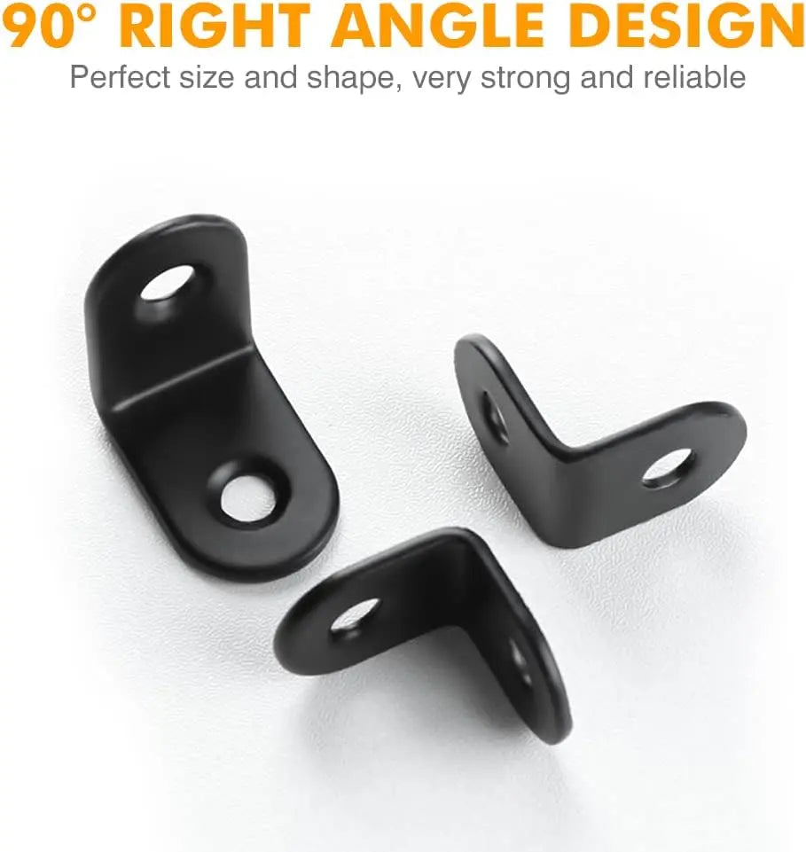 20PCS Small L Brackets, Black Iron Corner Mount Brackets with 40 Screws, Rust Resistant, Easy to Install, Multi-Purpose Wholesale Hub