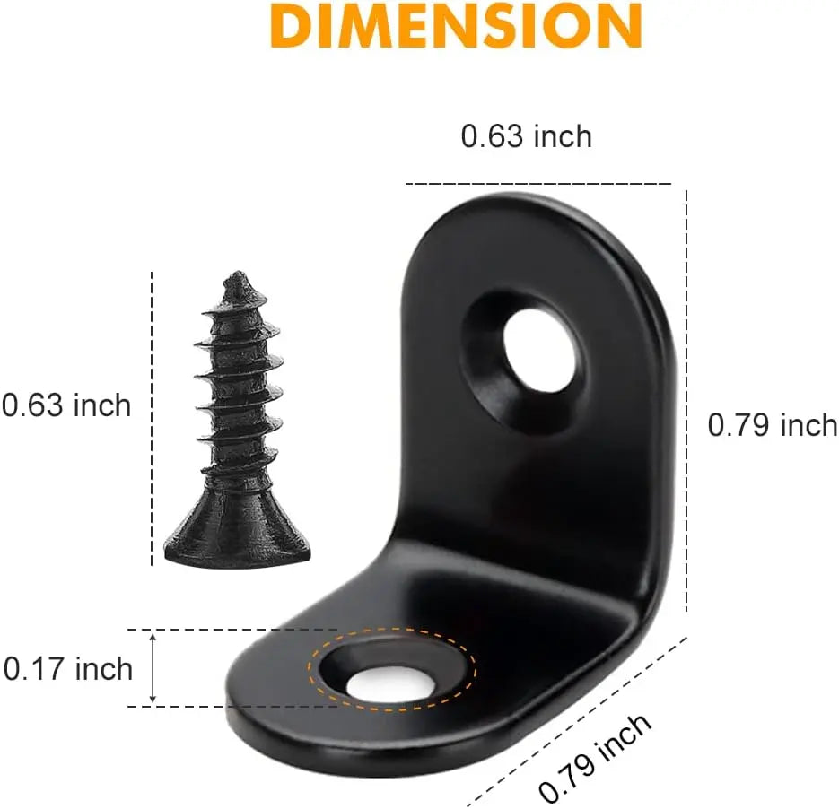20PCS Small L Brackets, Black Iron Corner Mount Brackets with 40 Screws, Rust Resistant, Easy to Install, Multi-Purpose Wholesale Hub