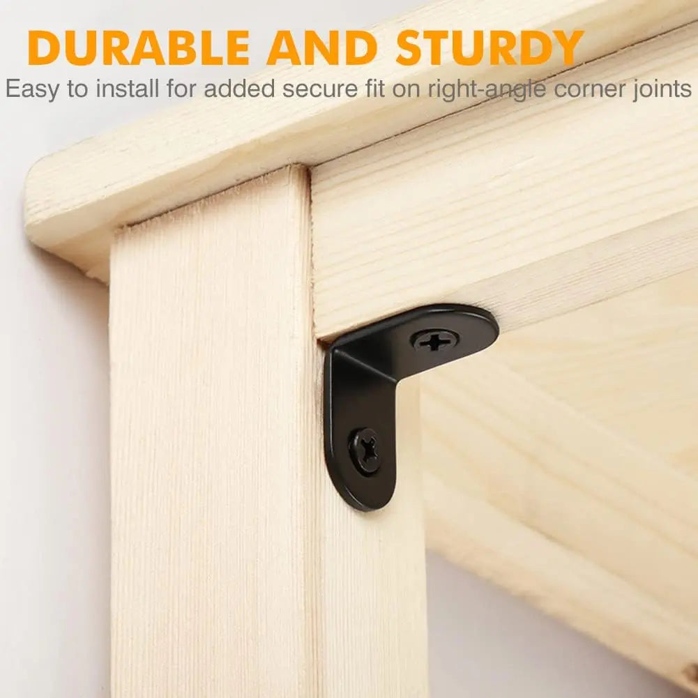 20PCS Small L Brackets, Black Iron Corner Mount Brackets with 40 Screws, Rust Resistant, Easy to Install, Multi-Purpose Wholesale Hub
