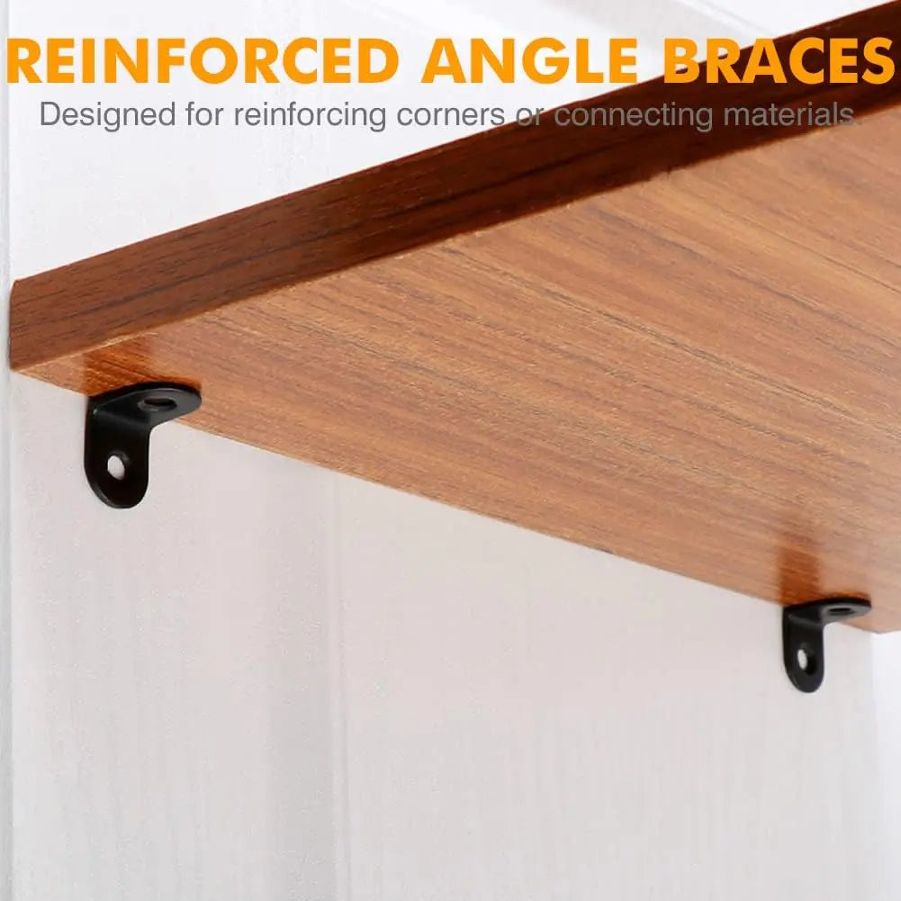 20PCS Small L Brackets, Black Iron Corner Mount Brackets with 40 Screws, Rust Resistant, Easy to Install, Multi-Purpose Wholesale Hub