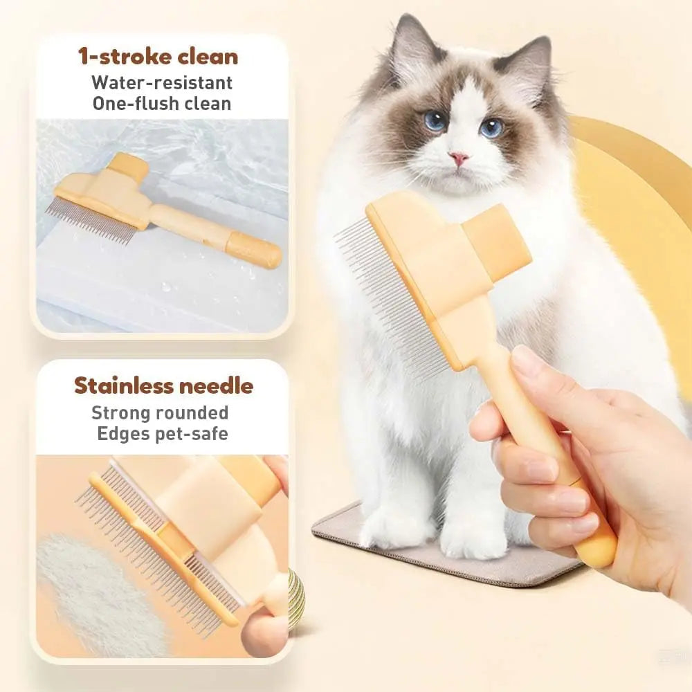 Avatore Zenbrush - Removes Fur & Relieves Pain, Zen Brush for Cats, Zenbrush Cat Comb, Self-Cleaning Cat Brush with Release Button, Cat Grooming Flea Brush for Short & Long Cat (orange,2pcs) Wholesale Hub