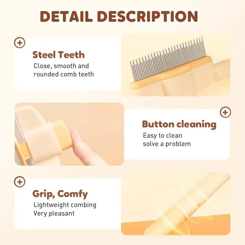 Avatore Zenbrush - Removes Fur & Relieves Pain, Zen Brush for Cats, Zenbrush Cat Comb, Self-Cleaning Cat Brush with Release Button, Cat Grooming Flea Brush for Short & Long Cat (orange,2pcs) Wholesale Hub