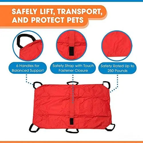 Transport Stretcher for Dogs - Emergency Animal Carrier with Safety Strap - 250 Pound Weight Limit - Pet Stretcher Wholesale Hub