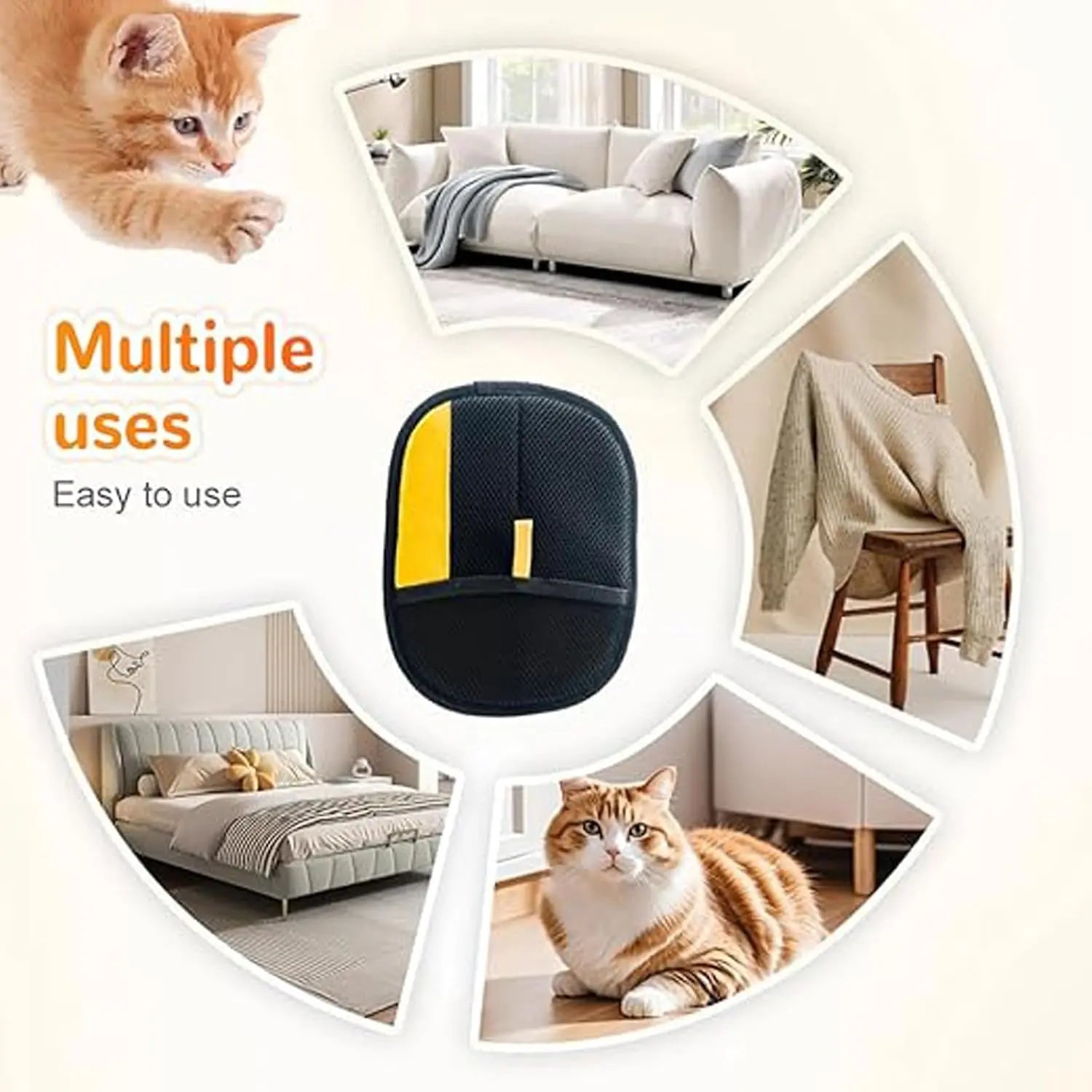 Yomi Pet Hair Remover Glove, Reusable Electrostatic Pet Hair Removal Gloves, For Couch, Furniture, Carpet, Car Seat, Upgraded Animal Fur Removal Tool (1PC) Wholesale Hub