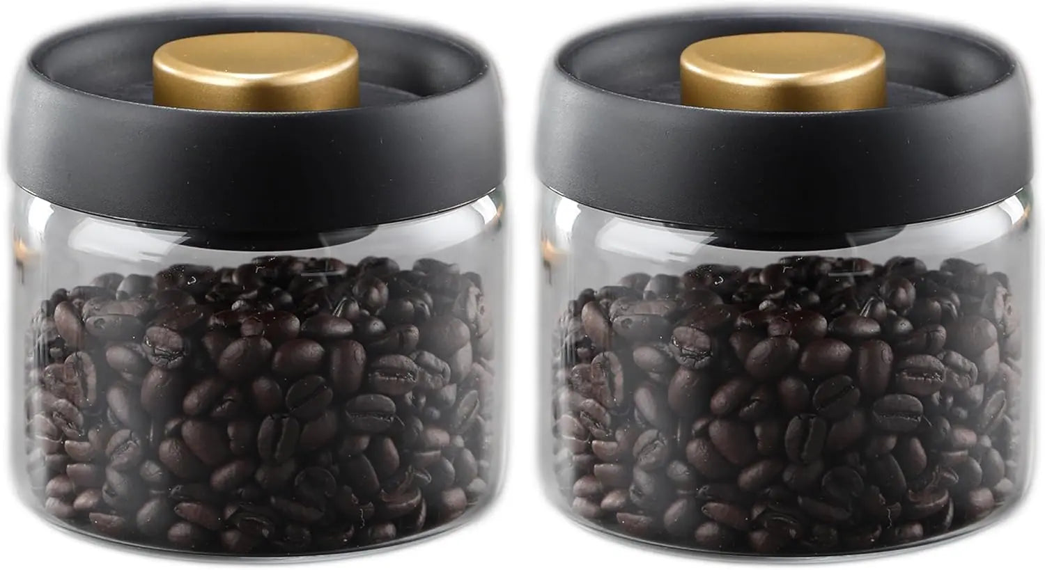 Airtight Borosilicate Glass Coffee Bean Storage Container with Vacuum Sealed Lid, 2pcs Food Storage Jars for Dry Goods, Coffee Bar Necessity Wholesale Hub