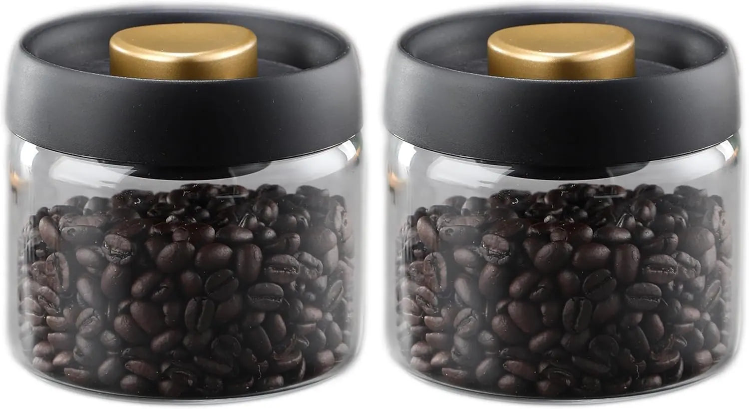 Airtight Borosilicate Glass Coffee Bean Storage Container with Vacuum Sealed Lid, 2pcs Food Storage Jars for Dry Goods, Coffee Bar Necessity Wholesale Hub