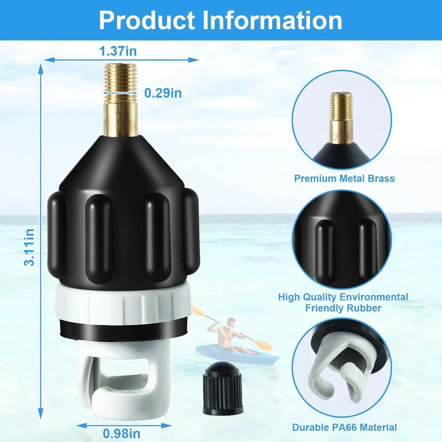 2Pcs Inflatable Boat SUP Pump Adapter, Premium Conventional Air Adapter, Sturdy SUP Air Adapter,Quickly Inflation and Strong Sealing SUP Pump Adapter, for Inflatable Boat, Paddleboard and Kayak. Wholesale Hub