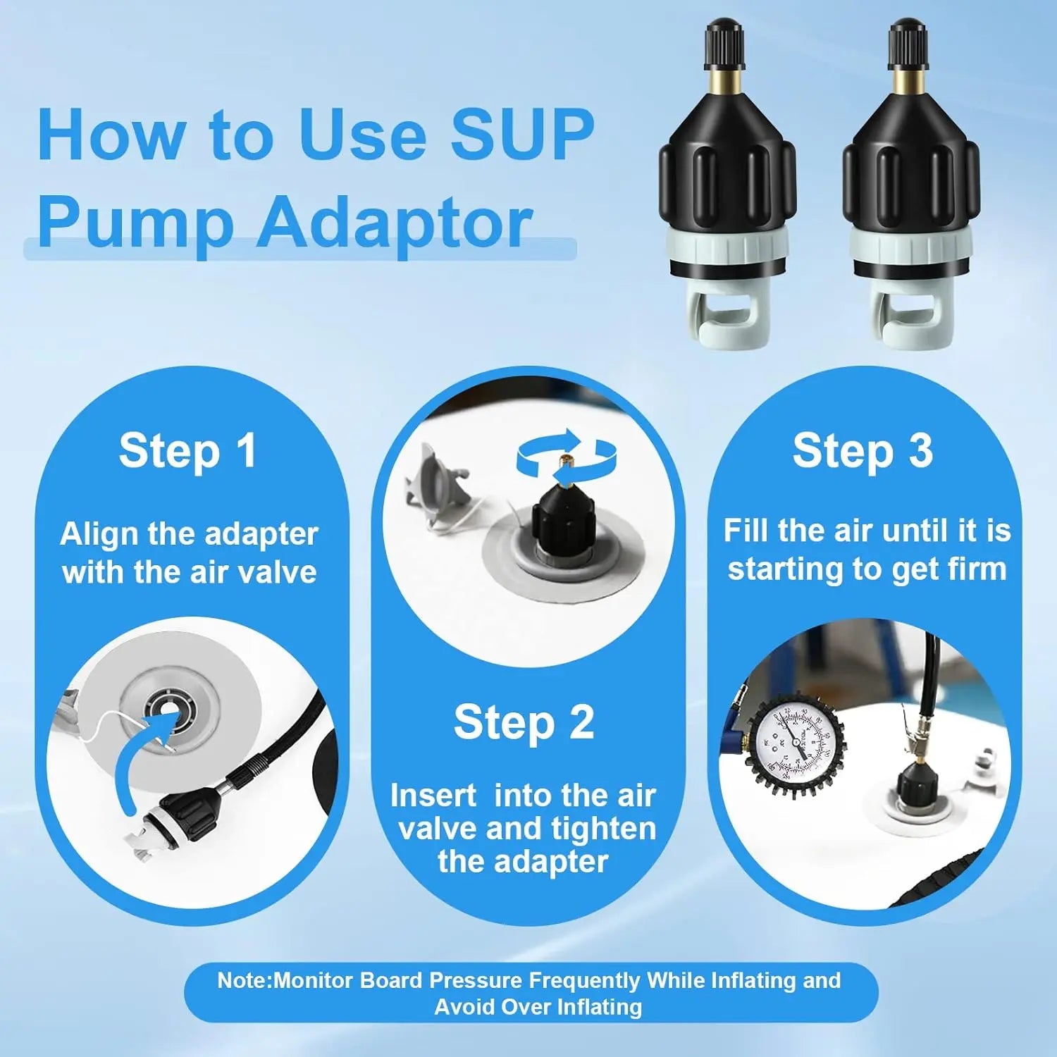 2Pcs Inflatable Boat SUP Pump Adapter, Premium Conventional Air Adapter, Sturdy SUP Air Adapter,Quickly Inflation and Strong Sealing SUP Pump Adapter, for Inflatable Boat, Paddleboard and Kayak. Wholesale Hub